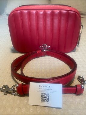Coach Red Quilted Leather Crossbody Camera Bag